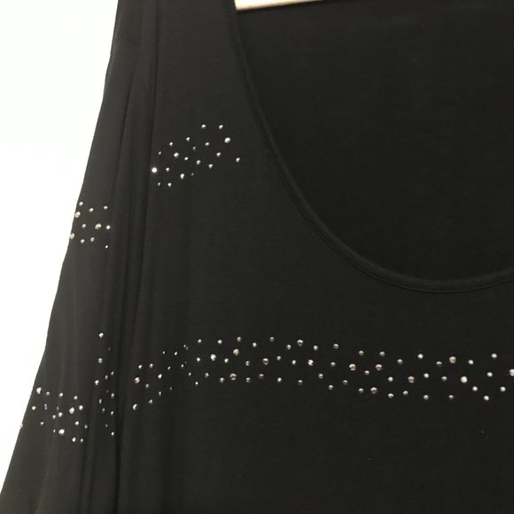 Investments II Size 3X black tunic. Horizontal bands of gold colored sparkles - Picture 7 of 10